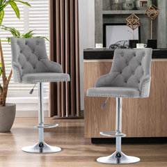 Grey counter deals stools with nailheads